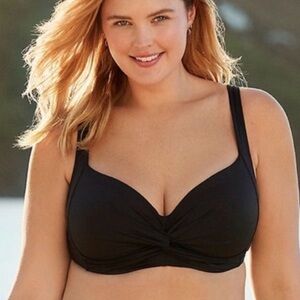Lands' End Black Twist-Front Bikini Top